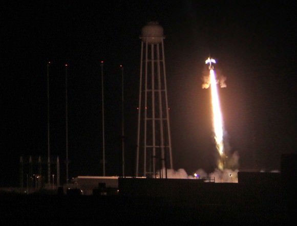 Night time launch of NASA Black Brant XII suborbital rocket at 11:05 p.m. EDT on June 5, 2013 from the NASA Wallops Flight Facility carrying the CIBER astronomy payload. Credit: Ken Kremer- kenkremer.com