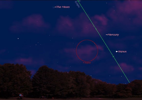 ....and the orientation of the Moon, Mercury and Venus on the night of June 12th and ~9PM EDT. 