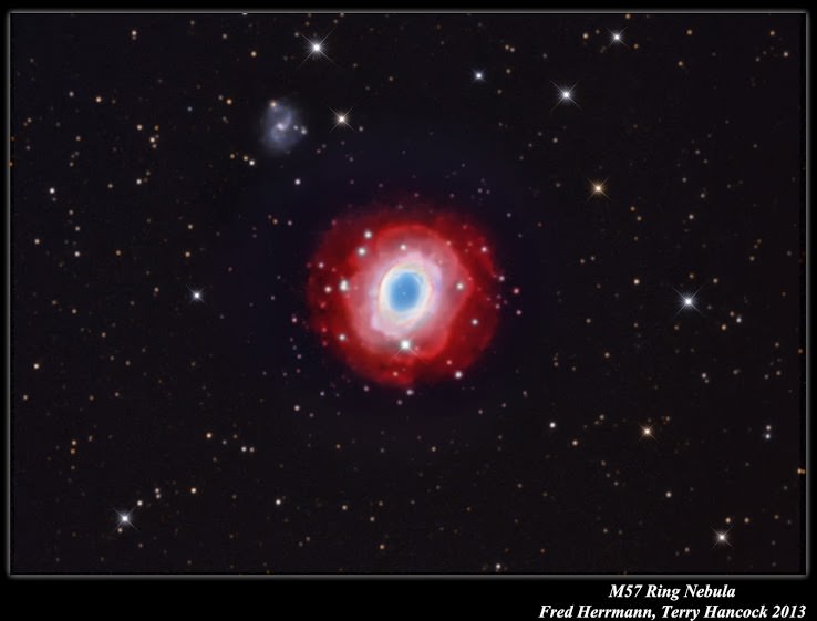 M57 (the Ring Nebula) 'deep version' taken by by amateur astronomers Terry Hancock of Michigan and Fred Herrmann of Alabama who both used Astro-Tech 12 inch Ritchey-Chrétien astrographs.