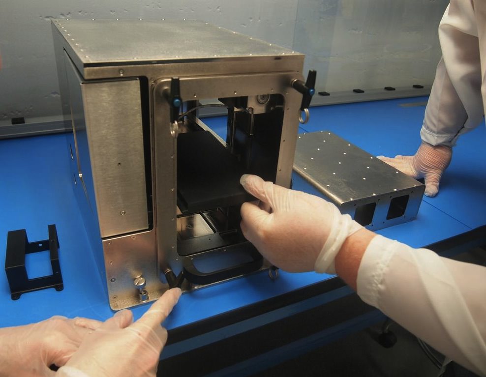 A close-up of the 3-D printer prototype made by Made in Space. Credit: Made in Space