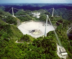 The Arecibo radar observatory in Puerto Rico (Image courtesy of the NAIC - Arecibo Observatory, a facility of the NSF) 