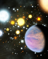 An artist's conception of a planet in a star cluster. Credit: Michael Bachofner