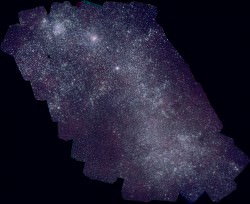 The Small Magellanic Cloud as seen by Swift's Ultraviolet/Optical Telescope. This composite of 656 separate pictures has a cumulative exposure time of 1.8 days. Credit: NASA/Swift/S. Immler (Goddard) and M. Siegel (Penn State)