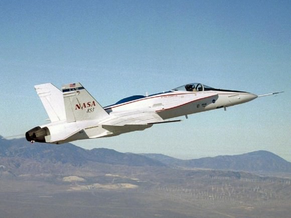 One of NASA's fleet of high-performance F-18 aircraft. (Credit: NASA).