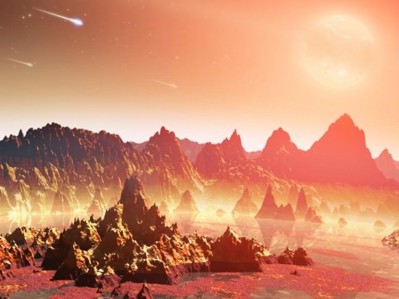 Hard times in harsh climes-an artist's conception of the daytime side of a world orbiting a red dwarf star.