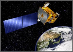 Rendering of a GOES satellite (NOAA)