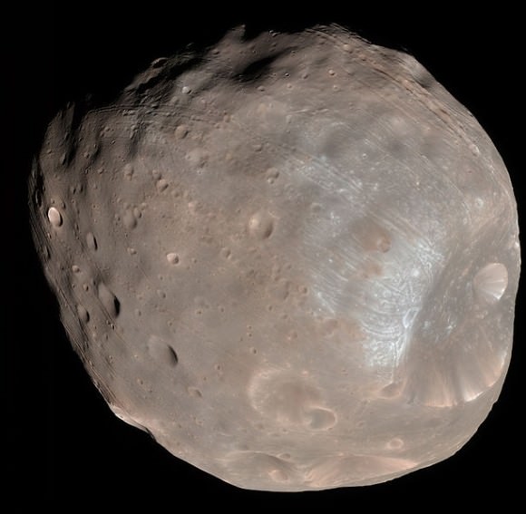 Phobos from NASA’s Mars Reconnaissance Orbiter on March 23, 2008. Credit: NASA