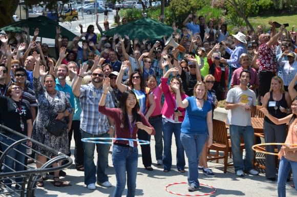 JPL Waves at Saturn As NASA's Cassini spacecraft turned its imaging cameras to Earth, scientists, engineers and visitors at NASA's Jet Propulsion Laboratory, Pasadena, Calif., gathered to wave at our robotic photographer in the Saturn system on July 19, 2013. Credit: NASA/JPL-Caltech