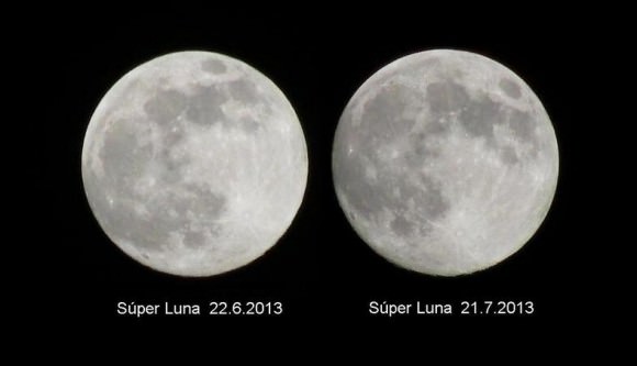 Last month's supermoon vs. this months... can  you see a difference? (Credit José Mauricio Rozada @jmrozada based in Venezulua).