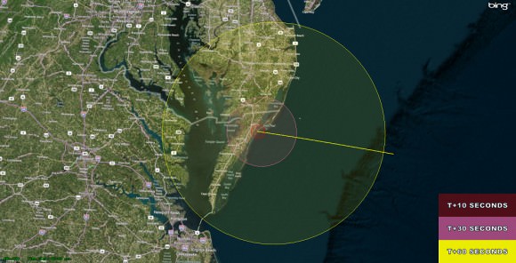 The RockSat-X flight profile and visibility map. RockSat-X is scheduled to launch from NASA's Wallops Flight Facility, VA on Aug. 13 at 6.a.m. EDT  Credit: NASA