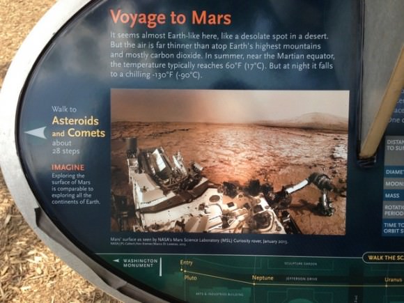 Close up of the Mars placard for the Voyager Solar System exhibit. Image courtesy of Ken Kremer.  