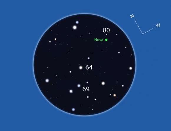 Closer view yet showing a circle with a field of view of about 2 degrees. Stellarium
