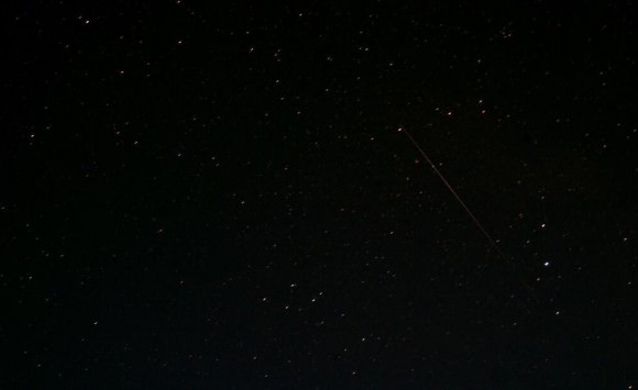 Perseid meteor captured by Emilia Howes, aged 7, at Lacock in Wiltshire, England. 