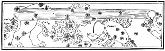 A depiction of the passage of Comet Halley through the constellations of Cancer & Leo in 1456. (Wikimedia Commons image in the Public Domain).  