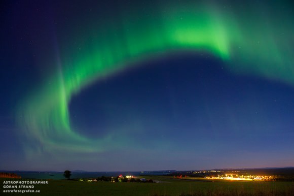 Aurora over northern Sweden on August 23, 2013. Credit and copyright: Göran Strand.