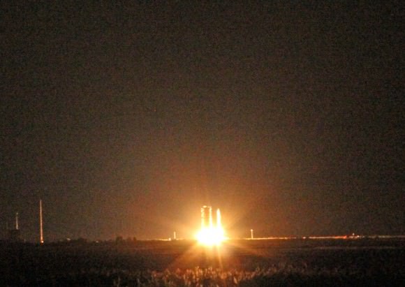 Ignition of Minotaur V rocket launching NASA’s LADEE lunar orbiter on Sept. 6, at 11:27 p.m. EDT from NASA Wallops, Virginia, media viewing site 2 miles away. Credit: Ken Kremer/kenkremer.com