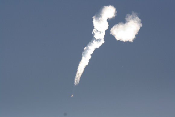 Antares and Cygnus soar to space on a plume of smoke and ash from NASA Wallops on Sept. 18, 2013 at 10:50 a.m. EDT.  Credit: Ken Kremer (kenkremer.com)
