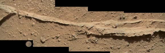 This mosaic of four images taken by the Mars Hand Lens Imager (MAHLI) camera on NASA's Mars rover Curiosity shows detailed texture in a ridge that stands higher than surrounding rock. The rock is at a location called "Darwin," inside Gale Crater. Exposed outcrop at this location, visible in images from the High Resolution Imaging Science Experment (HiRISE) camera on NASA's Mars Reconnaissance Orbiter, prompted Curiosity's science team to select it as the mission's first waypoint for several days during the mission's long trek from the "Glenelg" area to Mount Sharp. Image Credit: NASA/JPL-Caltech/MSSS