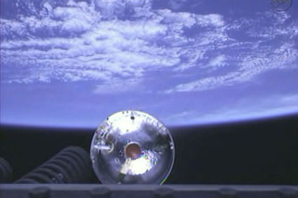 Cameras on the second stage captured this amazing image of the Cygnus spacecraft separating from the rocket into orbit.  