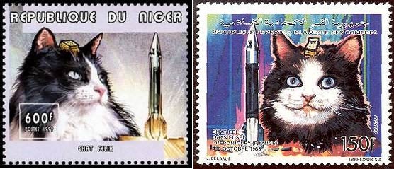 Felix and Felicette where also commemorated on several African postage stamps. (Credit: 