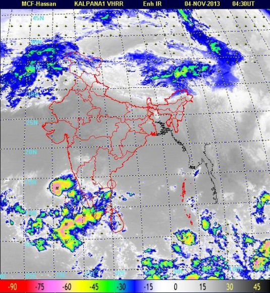 Today's weather image from India’s Kalpana Meteorological Satellite. Credit: ISRO