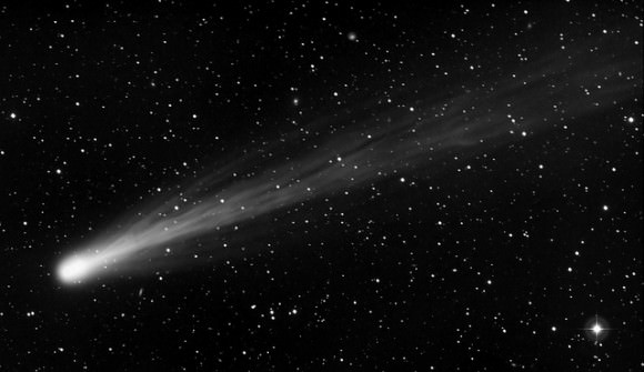 A widefield view of Comet ISON, taken from New Mexico Skies at 11h 59m UT using an FSQ 106 ED telescope and STL11K camera on a PME II mount. 1 x 10 min exposures. Credit and copyright: Joseph Brimacombe. 