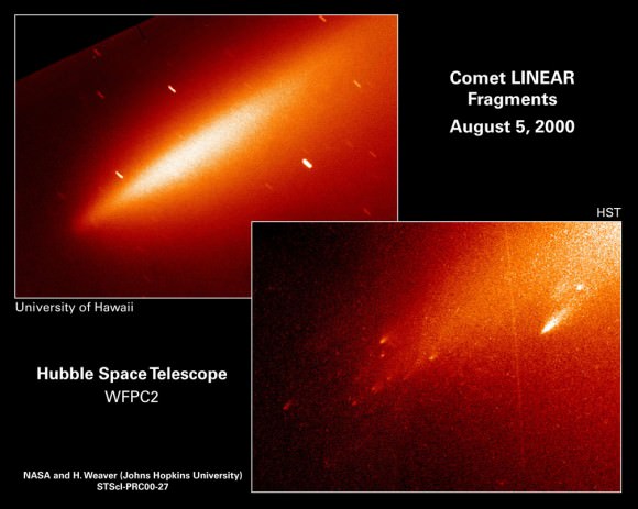  Hubble Space Telescope image of comet C/1999 S4 (LINEAR) that disintegrated around July 23, 2000. Credit: NASA/ESA