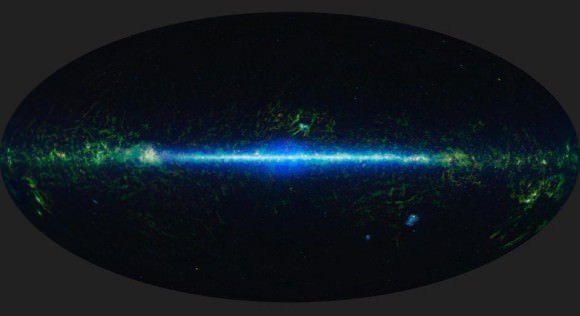 a mosaic of the images covering the entire sky as observed by the Wide-field Infrared Survey Explorer (WISE), part of its All-Sky Data Release.