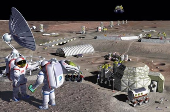 Building a lunar base might be easier if astronauts could harvest local materials for the construction, and life support in general. Credit: NASA/Pat Rawlings