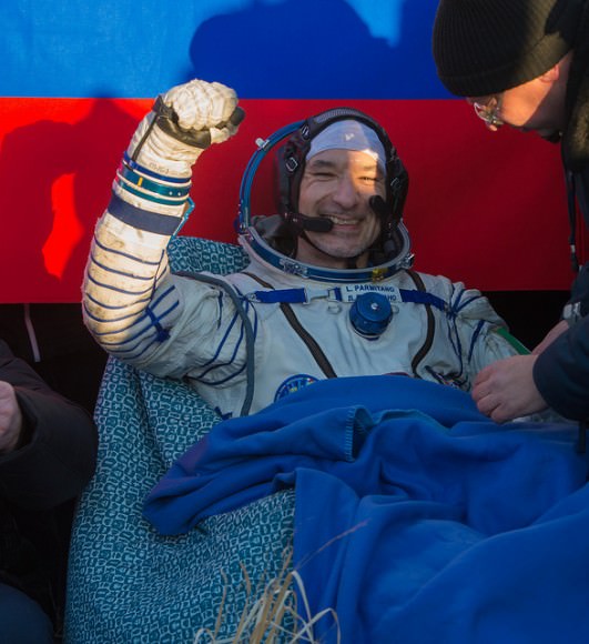 Expedition 36/37's Luca Parmitano, a European Space Agency astronaut, moments after landing Nov. 10, 2013. Credit: NASA/Carla Cioffi