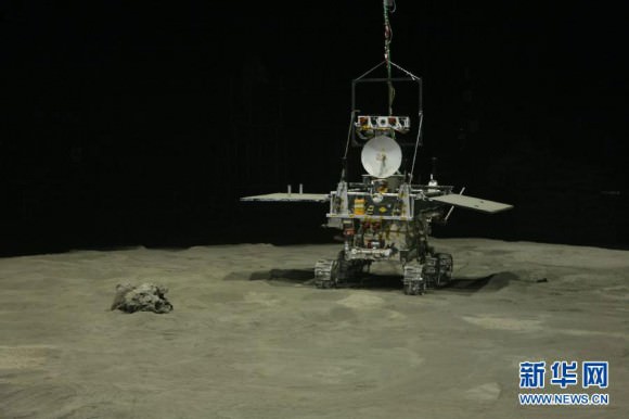 Artists concept of China’s ‘Yutu’ rover traversing the lunar surface. Credit: CCTV