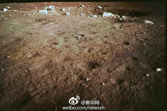 1st post landing image transmitted from the Moon’s surface by China’s Chang’e-3 lunar lander on Dec. 14, 2013. Credit: CCTV/post processing by Marco Di Lorenzo/Ken Kremer