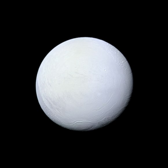 Enceladus: a "snowball in space" (Credit: NASA/JPL-Caltech/Space Science Institute)