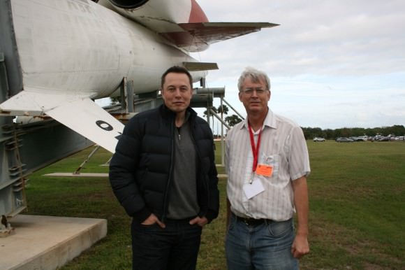 SpaceX CEO Elon Musk and Ken Kremer of Universe Today discuss Falcon 9/SES-8 launch by SpaceX Mission Control at Cape Canaveral Air Force Station. Florida.  Credit: Ken Kremer/kenkremer.com
