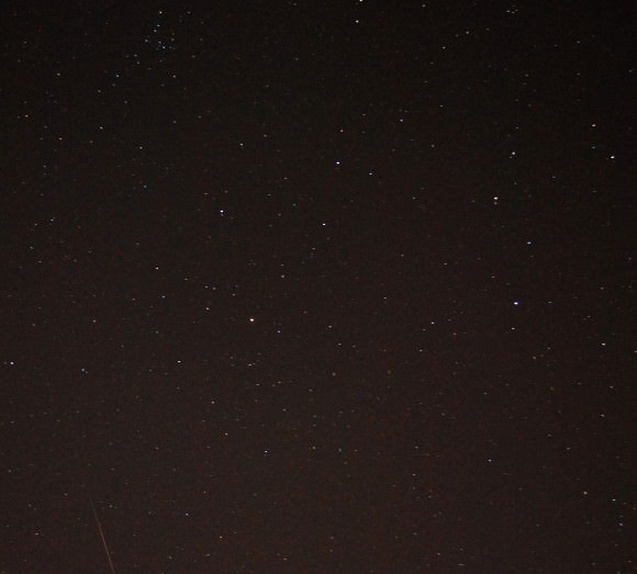 A 2012 Quadrantid meteor in the bottom left side of the frame. (Photo by Author). 