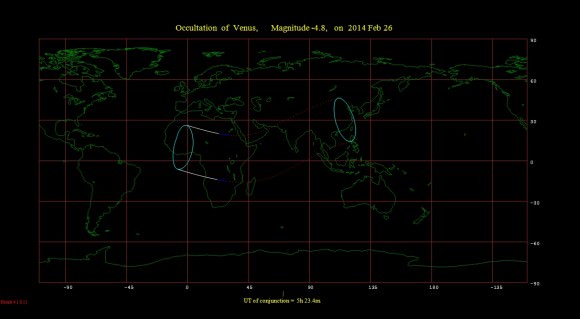 Venus occultation footprint for 
