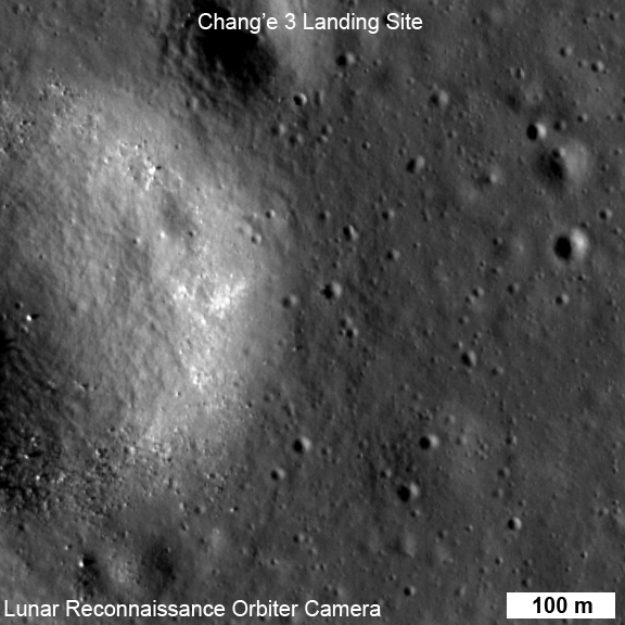 Before-and-after LROC images of Chang'e-3's landing site 