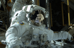 NASA astronaut Mike Hopkins during his first spacewalk on Dec. 21, 2013 during Expedition 38. He tweeted the next day: "Wow . . .  can't believe that is me yesterday. Wish I could find the words to describe the experience, truly amazing." Credit: NASA