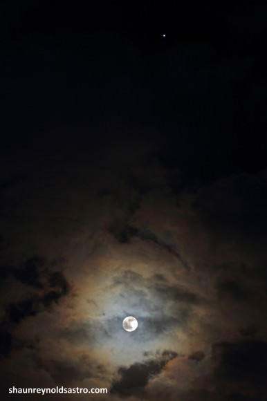 The Full MiniMoon, clouds, and Jupiter. Credit- Shaun Reynolds, Bungay UK.