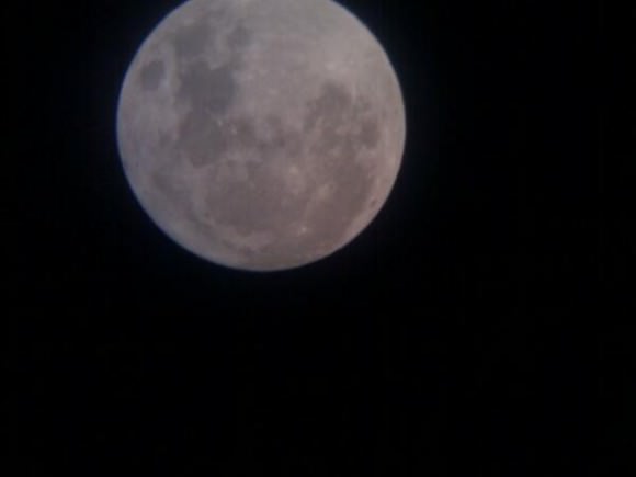 The MiniMoon shot using a mobile phone held up to the eyepeice of a telescope. Credit-Andrew Millarkie (@Millarkie)