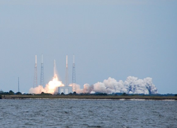 Launch of the SpaceX CRS-2 mission to the ISS in early 2013. (Photo by author).