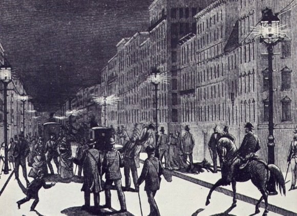 First electric lighting: New York City around 1880. 