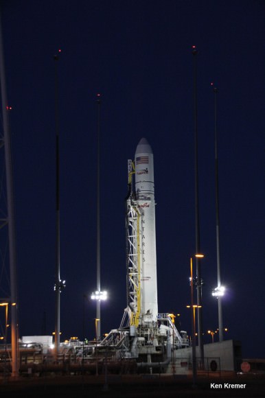Antares commercial rocket spacecraft awaits Jan. 8 blastoff at Launch Pad 0A at NASA Wallops Flight Facility, VA. Credit: Ken Kremer - kenkremer.com