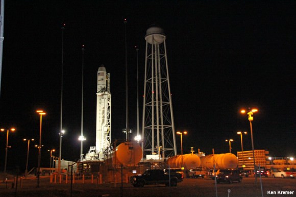 Antares commercial rocket awaits Jan. 8 blastoff at Launch Pad 0A at NASA Wallops Flight Facility, VA. Credit: Ken Kremer - kenkremer.com