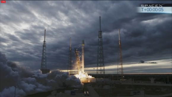 Blastoff of 1st Falcon 9 rocket in 2014 with Thaicom 6 commercial satellite from Cape Canaveral, FL on Jan. 6. Credit: SpaceX   