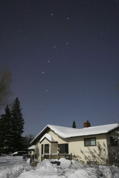 A brilliant moonlit night in January with the Big Dipper rising in the northeastern sky. Credit: Bob King