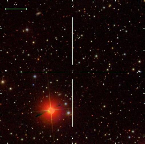 Image of a hypervelocity star found in data from the Sloan Digital Sky Survey. Image via Vanderbilt University. 