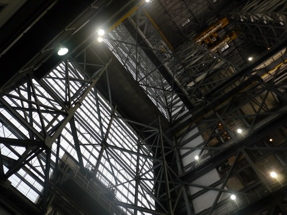 A view of scaffolding inside the Vehicle Assembly Building at the Kennedy Space Center in Florida. Photo taken in February 2014. Credit: Elizabeth Howell