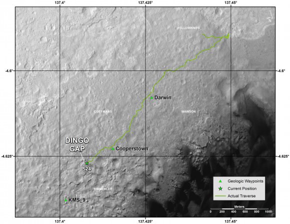 Traverse Map for Mars Rover Curiosity as of Jan. 26, 2014   Credit: NASA/JPL-Caltech 