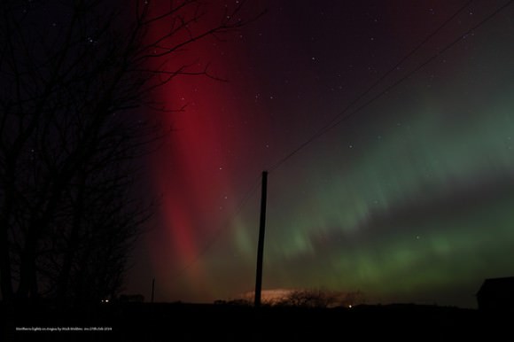 Northern lights from Carmyllie, Angus, Scotland on Feb. 27/28, 2014. Credit and copyright: Mick Walton.
